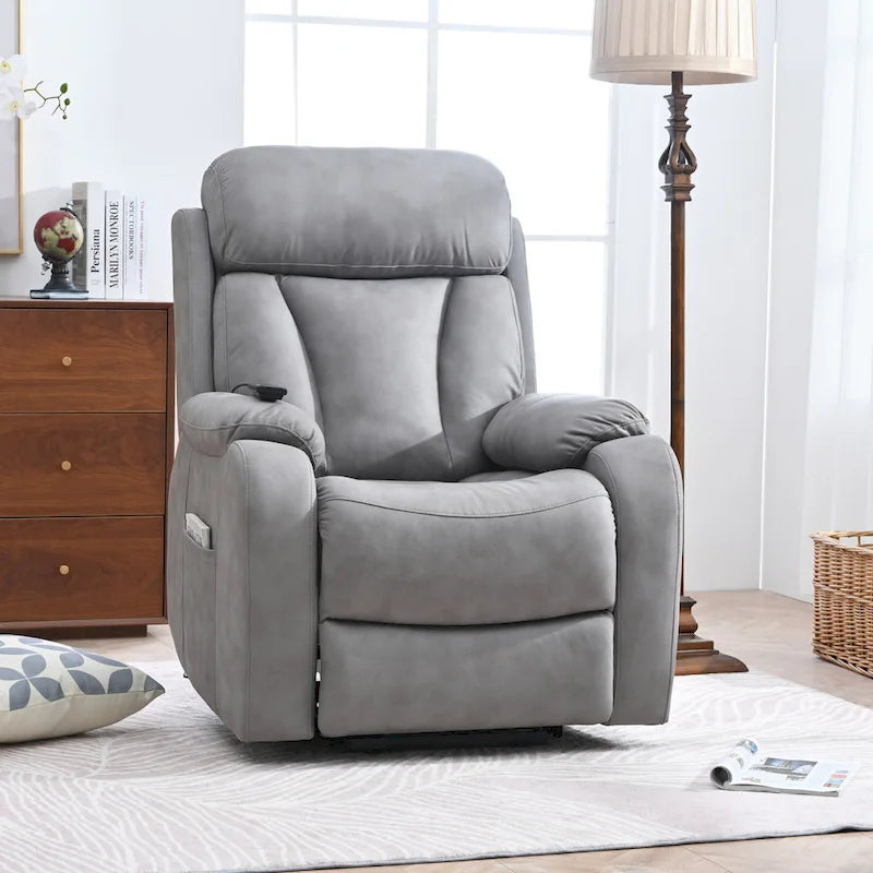 Grey Fabric Power Lift Recliner Chair for Elderly