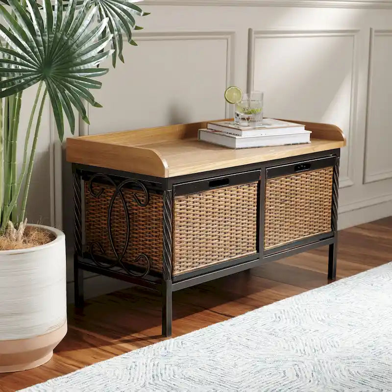 Panca contenitore color peltro anticato / frassino chiaro - 33W x 15.7D x 20H