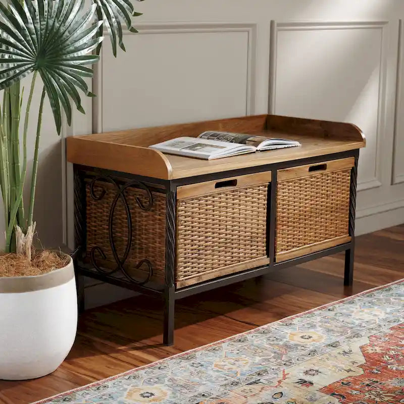 Panca contenitore color peltro anticato / frassino chiaro - 33W x 15.7D x 20H