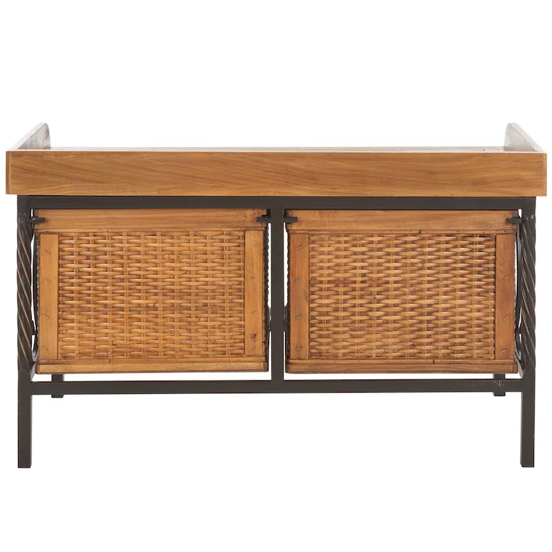 Antique Pewter / Light Ash Storage Bench - 33W x 15.7D x 20H