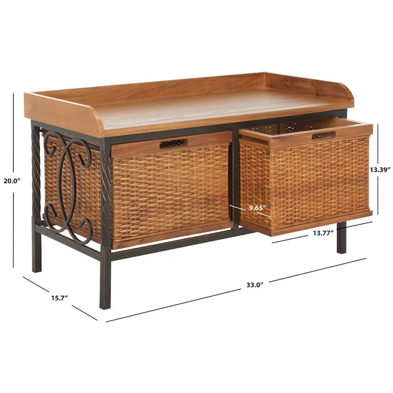 Panca contenitore color peltro anticato / frassino chiaro - 33W x 15.7D x 20H