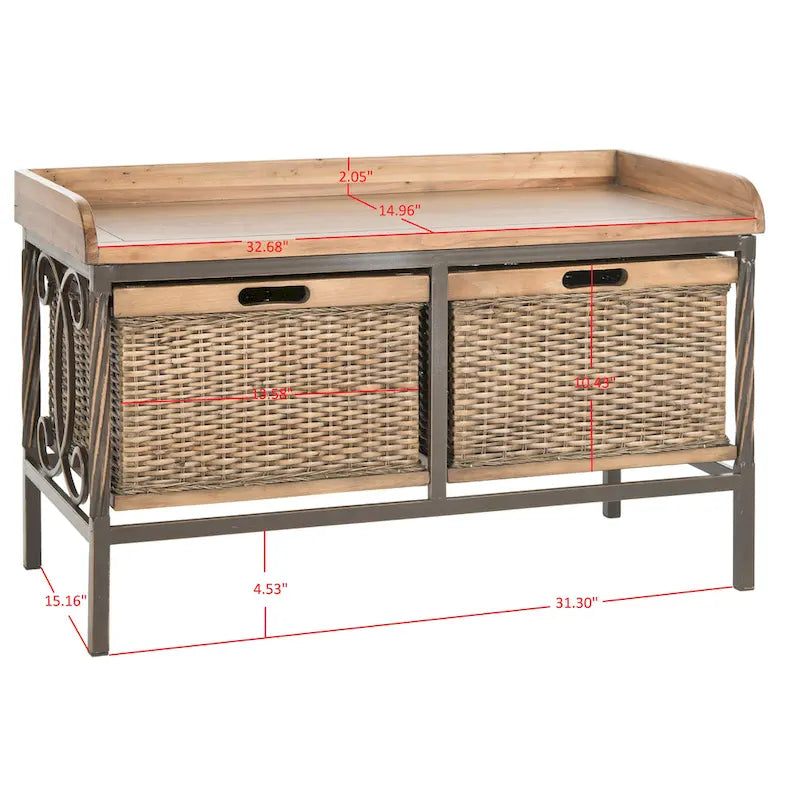 Panca contenitore color peltro anticato / frassino chiaro - 33W x 15.7D x 20H