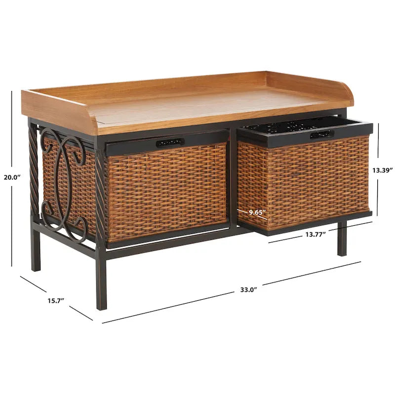 Panca contenitore color peltro anticato / frassino chiaro - 33W x 15.7D x 20H