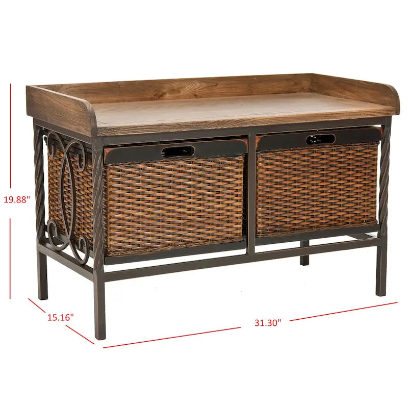 Panca contenitore color peltro anticato / frassino chiaro - 33W x 15.7D x 20H
