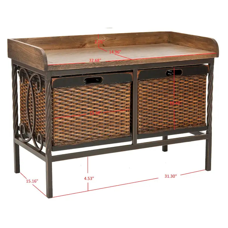 Panca contenitore color peltro anticato / frassino chiaro - 33W x 15.7D x 20H