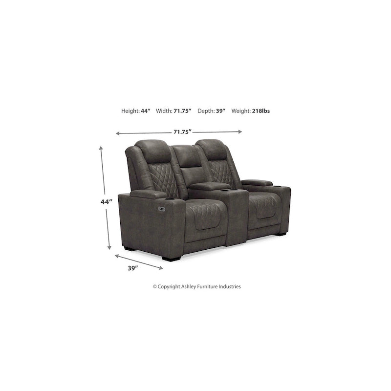 Gray Power Reclining Loveseat with Console - 71.75 W x 39 D x 44 H