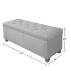 Button-Tufted Linen Storage Bench