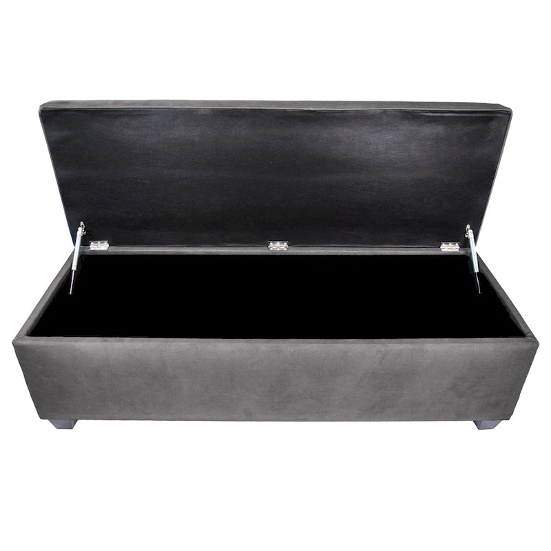 Button-Tufted Linen Storage Bench