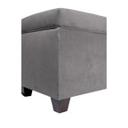 Button-Tufted Linen Storage Bench