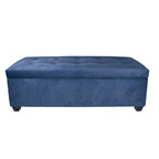 Button-Tufted Linen Storage Bench