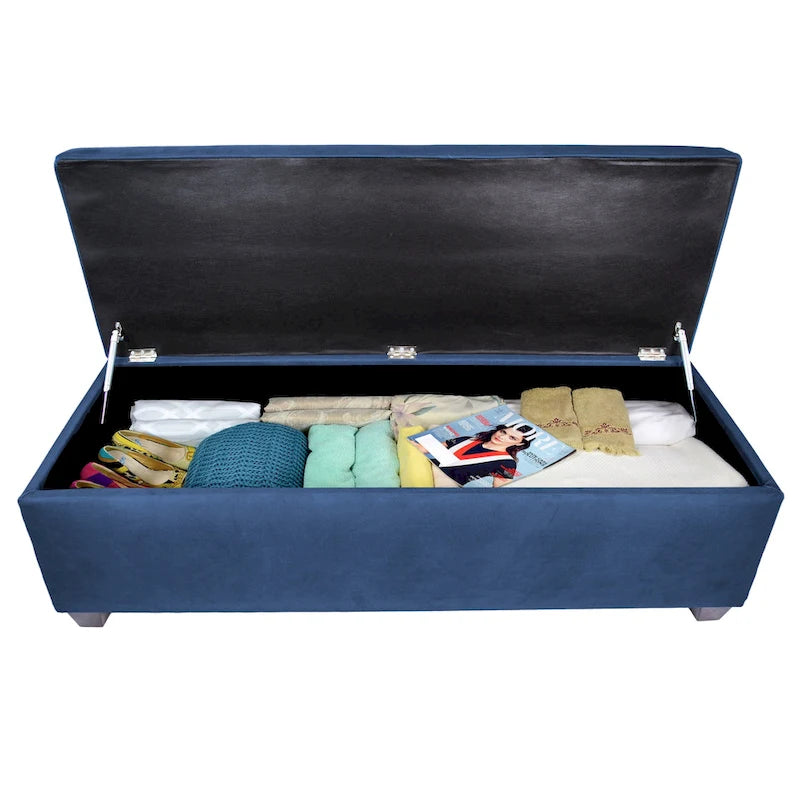 Button-Tufted Linen Storage Bench