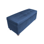 Button-Tufted Linen Storage Bench