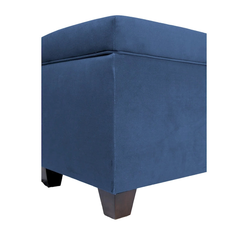 Button-Tufted Linen Storage Bench