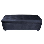 Button-Tufted Linen Storage Bench