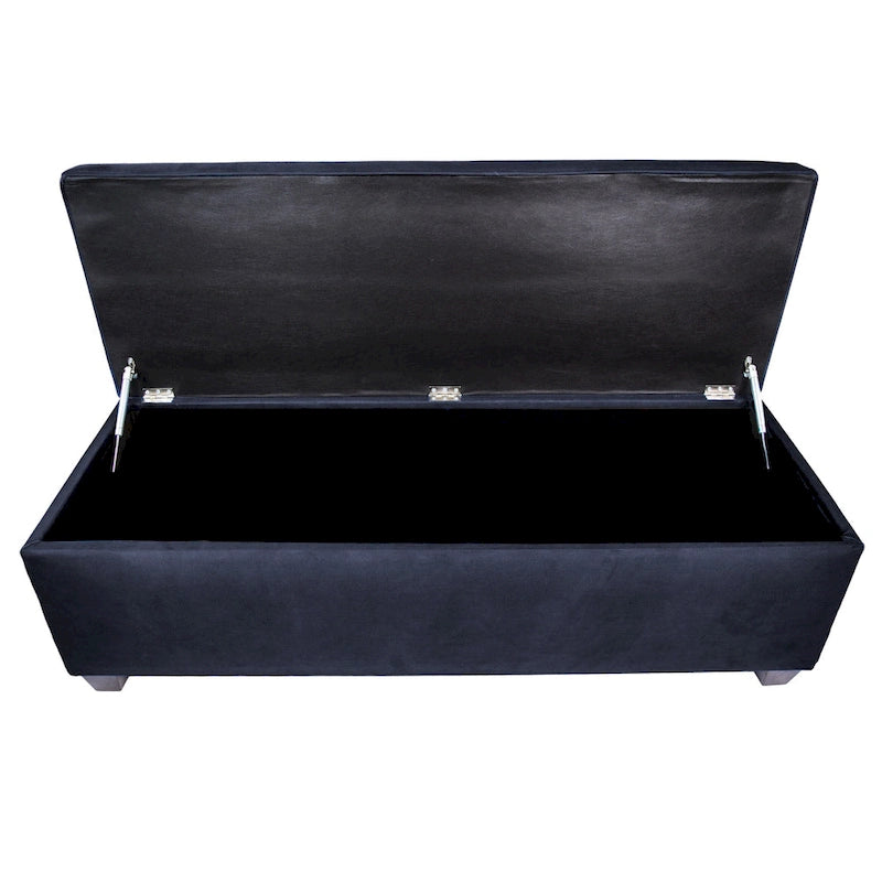 Button-Tufted Linen Storage Bench