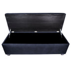 Button-Tufted Linen Storage Bench