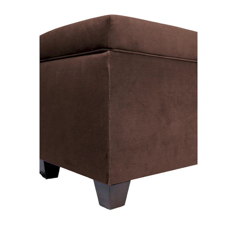 Button-Tufted Linen Storage Bench