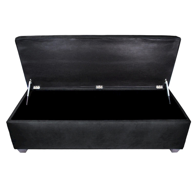 Button-Tufted Linen Storage Bench