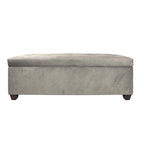 Button-Tufted Linen Storage Bench