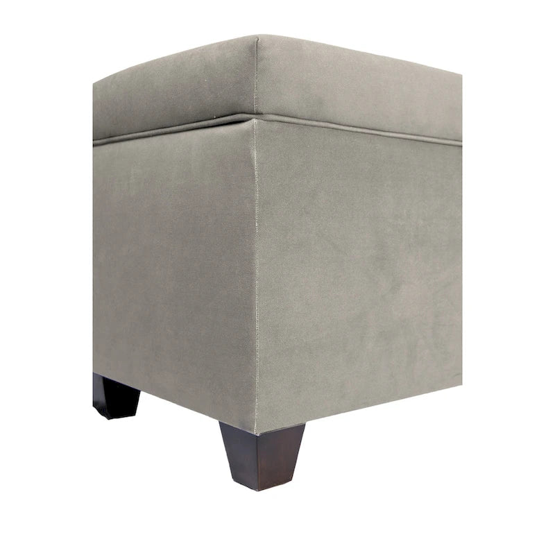 Button-Tufted Linen Storage Bench