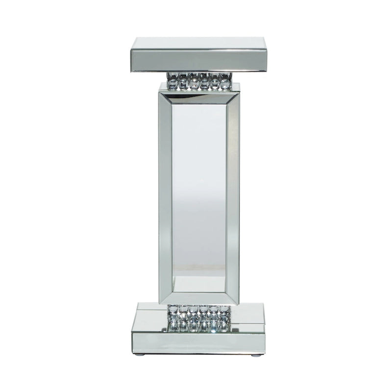 Glass Mirrored Pedestal Table - Silver - 12Wx12Lx28H