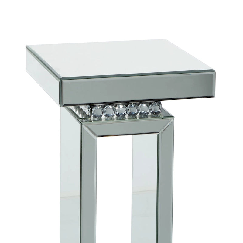 Glass Mirrored Pedestal Table - Silver - 12Wx12Lx28H