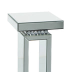 Glass Mirrored Pedestal Table - Silver - 12Wx12Lx28H