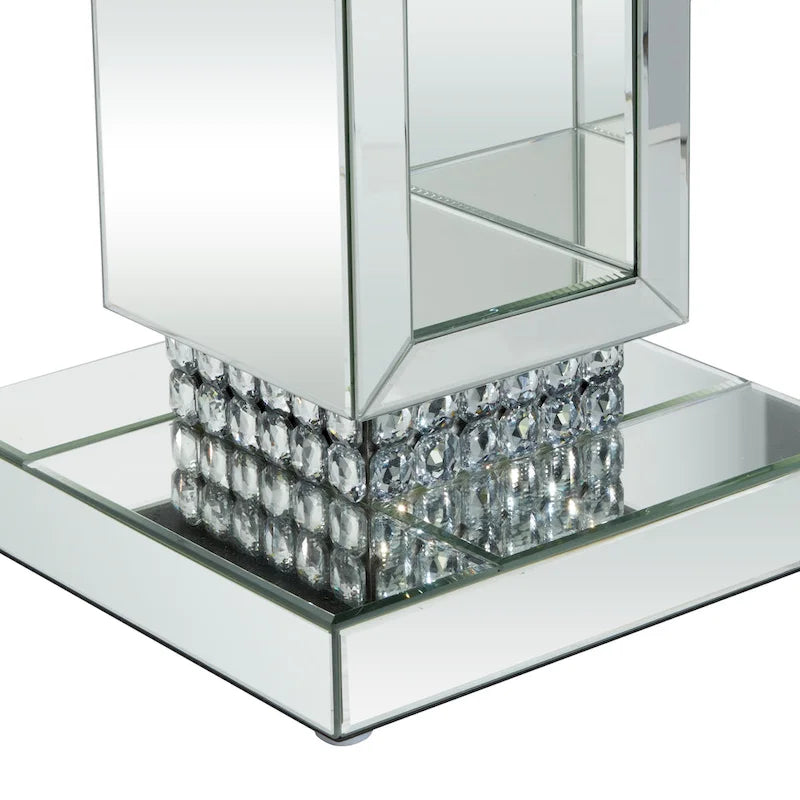 Glass Mirrored Pedestal Table - Silver - 12Wx12Lx28H
