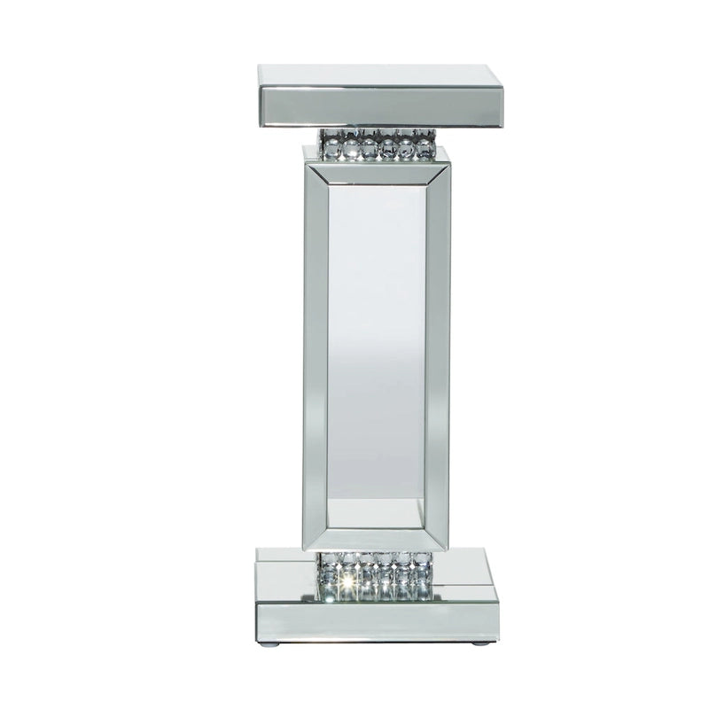 Glass Mirrored Pedestal Table - Silver - 12Wx12Lx28H