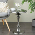 Metalowy stolik akcentujący z aluminium w stylu toczonym - czarny - 18W x 18L x 23H