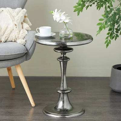 Aluminum Metal Turned Style Accent Table - Black - 18W x 18L x 23H