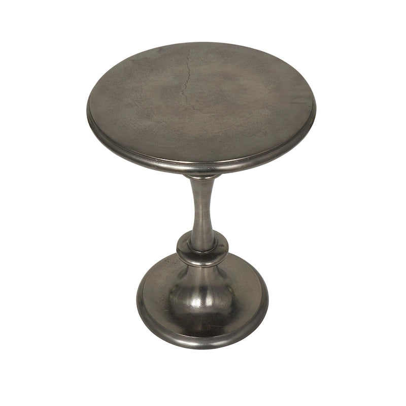 Metalowy stolik akcentujący z aluminium w stylu toczonym - czarny - 18W x 18L x 23H