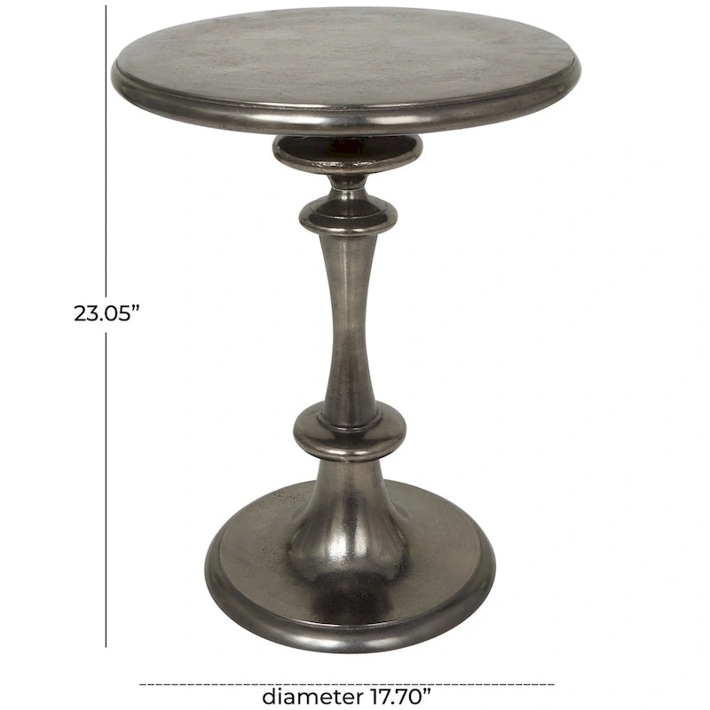 Metalowy stolik akcentujący z aluminium w stylu toczonym - czarny - 18W x 18L x 23H