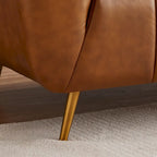 Mid Century Modern Upholstered Leather Couch in Cognac