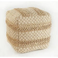 Karierter Pouf aus natürlicher Jute