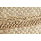 Karierter Pouf aus natürlicher Jute