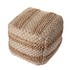 Karierter Pouf aus natürlicher Jute