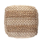 Karierter Pouf aus natürlicher Jute