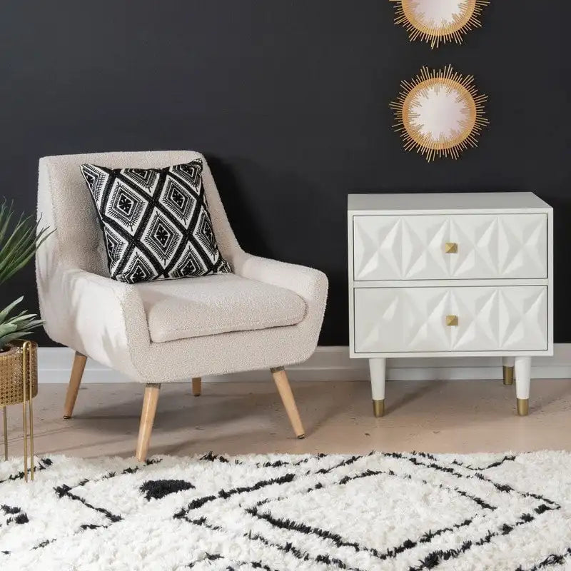 White Faux Sherpa Accent Chair