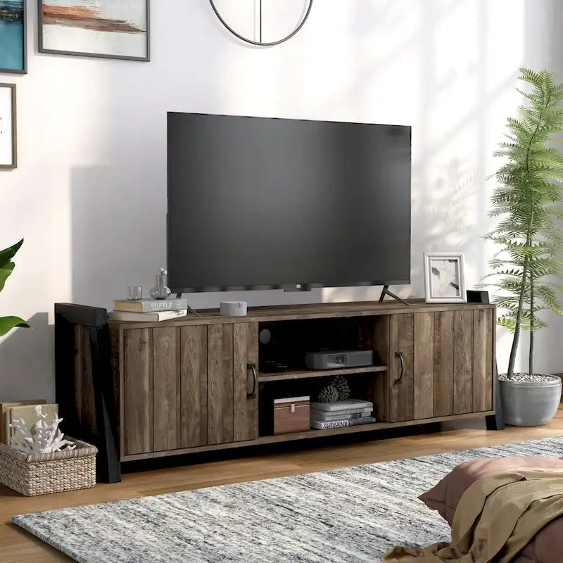 Reclaimed Oak 66-inch 6-Shelf TV Stand