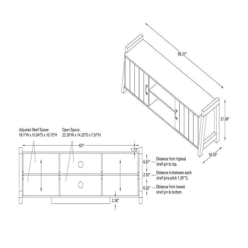 Reclaimed Oak 66-inch 6-Shelf TV Stand
