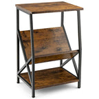 3-Tier Industrial Side Table with Storage Rack