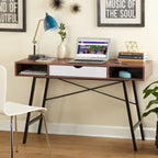 Schreibtisch im Mid-Century-Stil mit Schublade und offenen Regalen