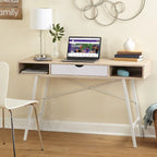Schreibtisch im Mid-Century-Stil mit Schublade und offenen Regalen