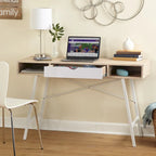 Schreibtisch im Mid-Century-Stil mit Schublade und offenen Regalen
