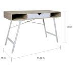 Schreibtisch im Mid-Century-Stil mit Schublade und offenen Regalen