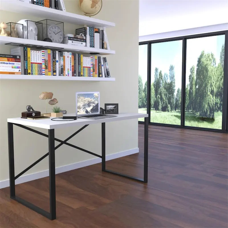35 Inch Computer Desk with Metal Frame – Writing & Study Workstation