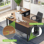 55 Inch Computer Desk with Metal Panel for Home Office