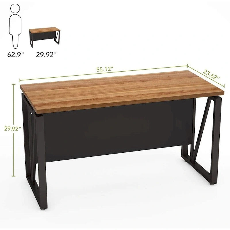 55 Inch Computer Desk with Metal Panel for Home Office