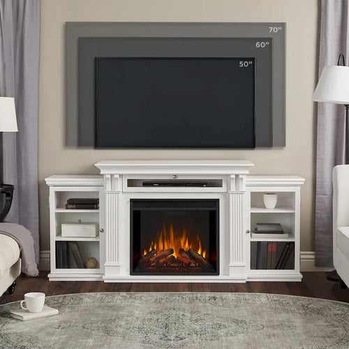 67" Electric TV Stand Fireplace in White